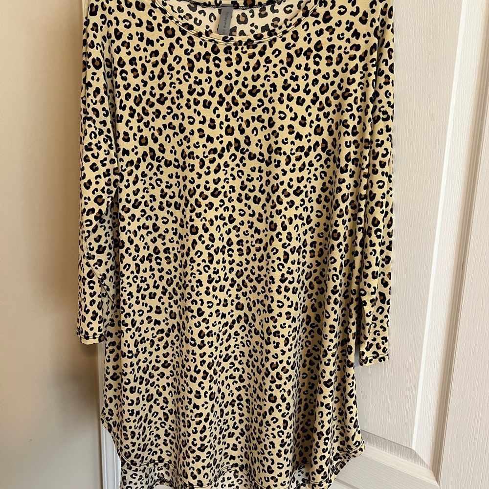 Honeyme Beige and Black Leopard Print Tunic